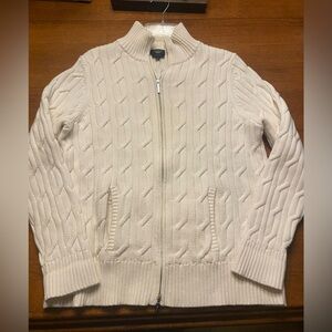 Talbots Women’s Ivory Cable Knit Zip-Up Fisherman’s Sweater 1X